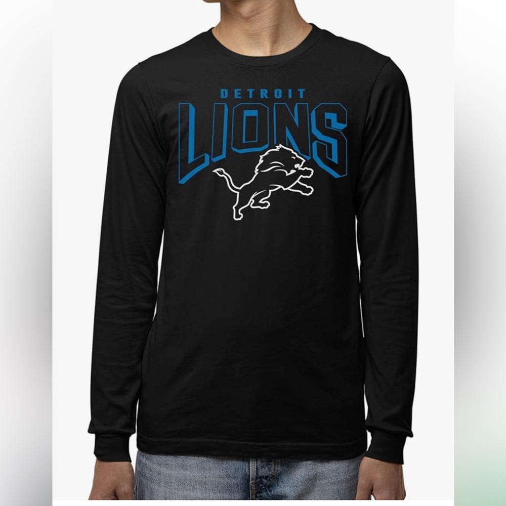 Detroit Lions NFL Team Apparel Shirt ADULT SMALL Long Sleeve Tee Black NEW